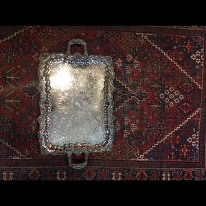 Silver plate heavy handled tea tray